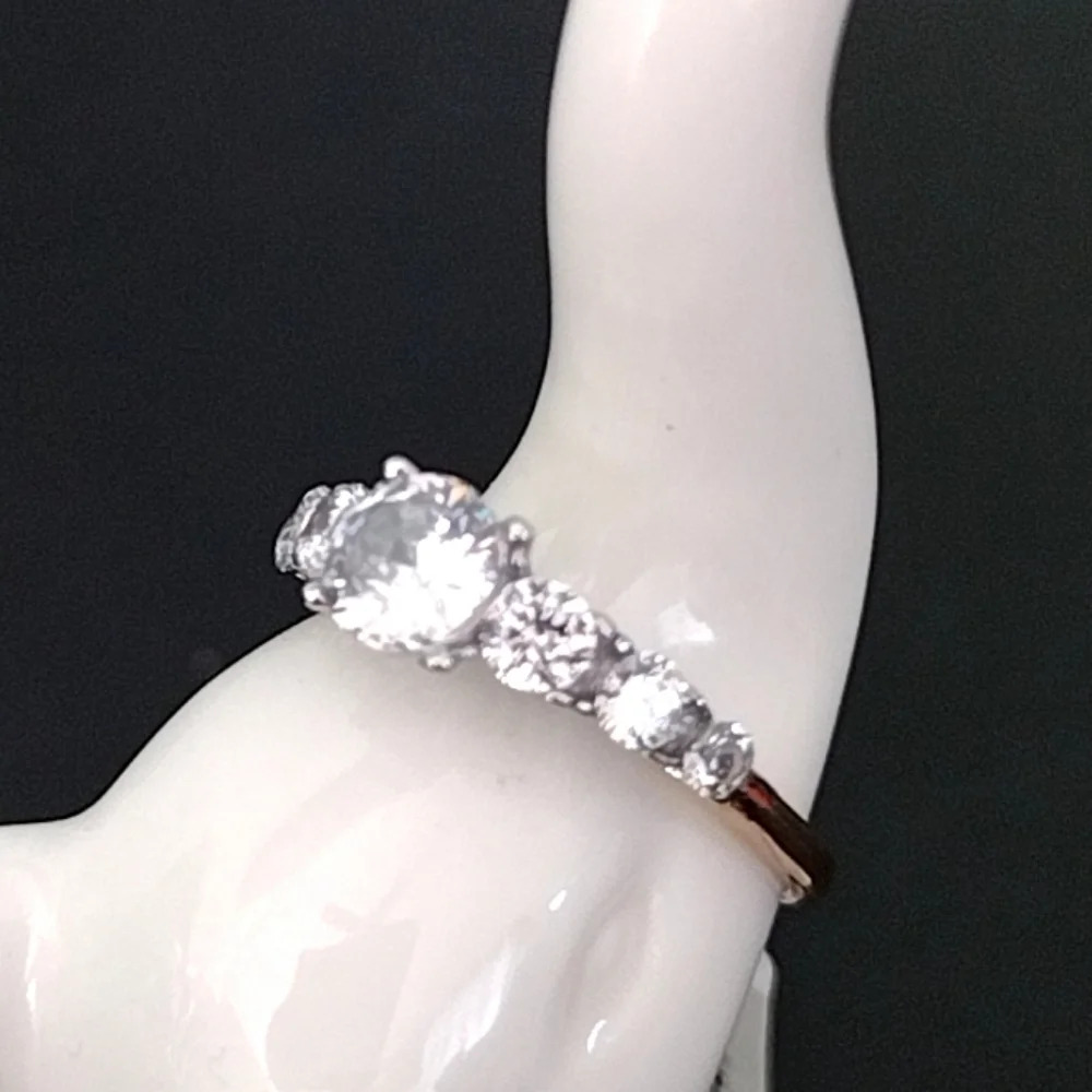 Women's Bling Stainless Steel Bridal Two Tone Cocktail Ring - Picture 15 of 16
